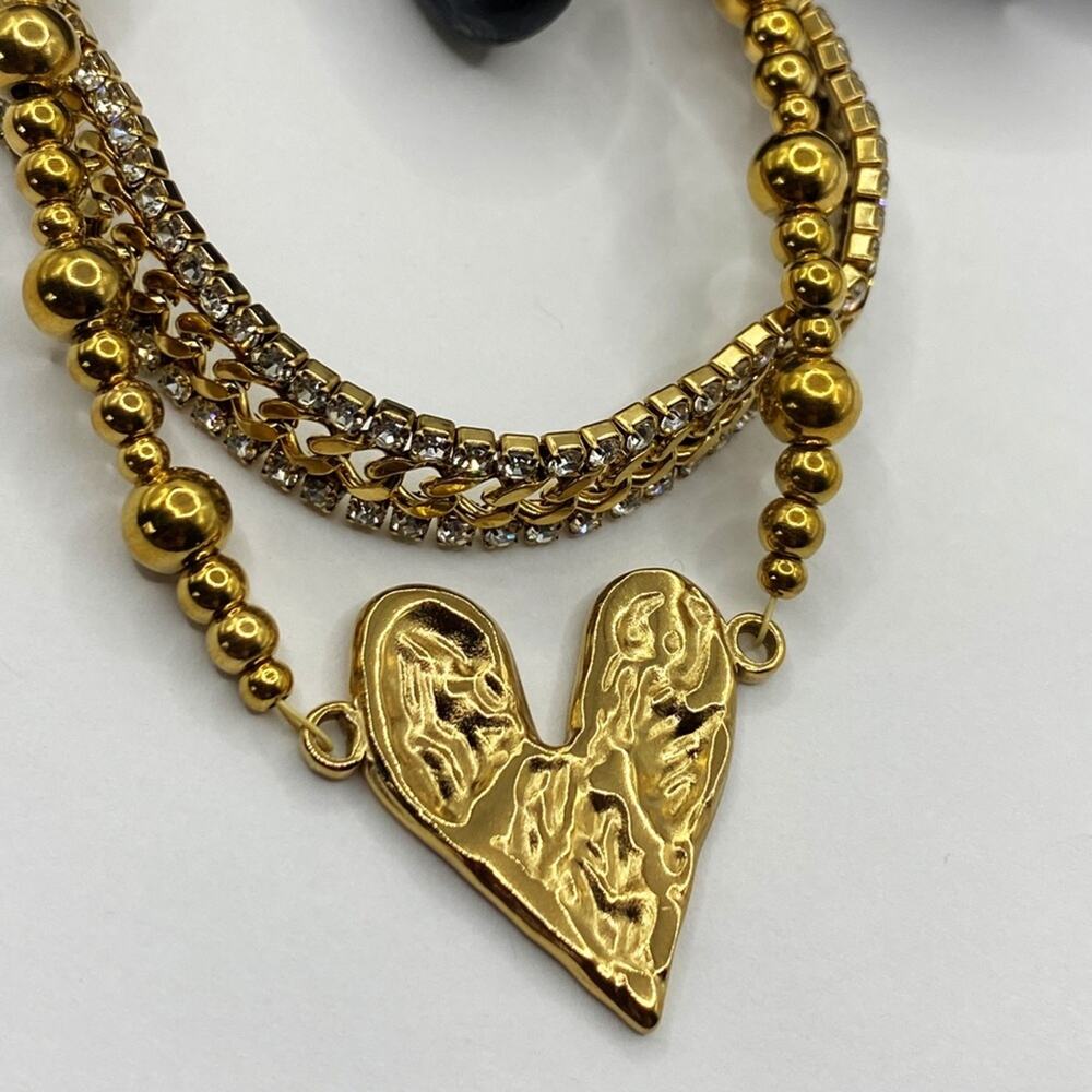 NEW Rhinestone & Heart Layering Bracelet Set - Picture 5 of 9